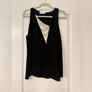 A.L.C. Black and Cream V-Neck Blouse